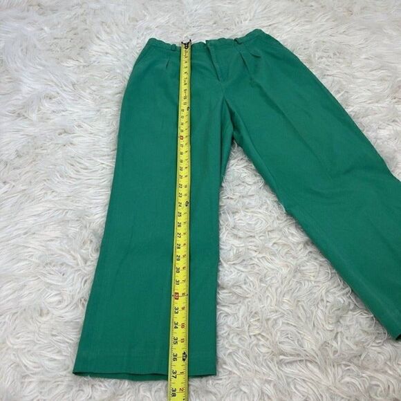 H.W Straight Leg Womens Green Vintage 70s Pleated Trouser Pants Size 14 - Picture 4 of 10